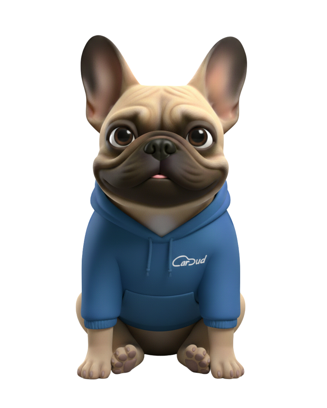 TheCarBud mascot in blue hoodie